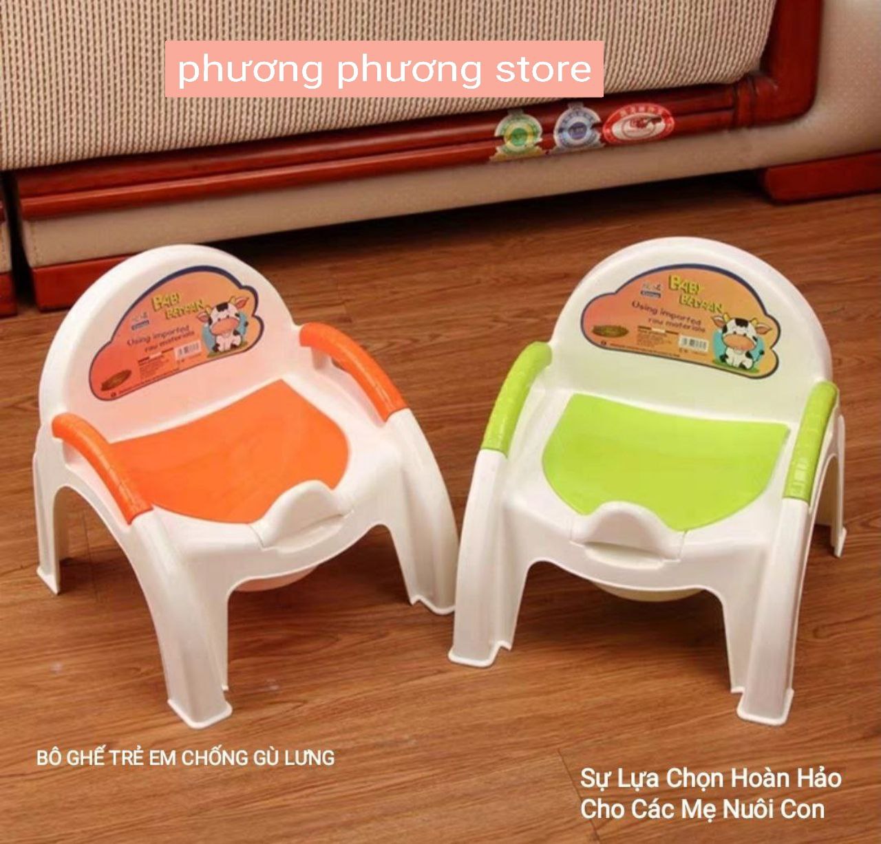✅ Bô ghế vệ sinh cho bé - Bô ghế Thiết kế: 4 chân vững chắc, tựa lưng chống gù, tay vịn chắc chắn, giúp bé ngồi vệ sinh đúng tư thế và thoải mái hơn