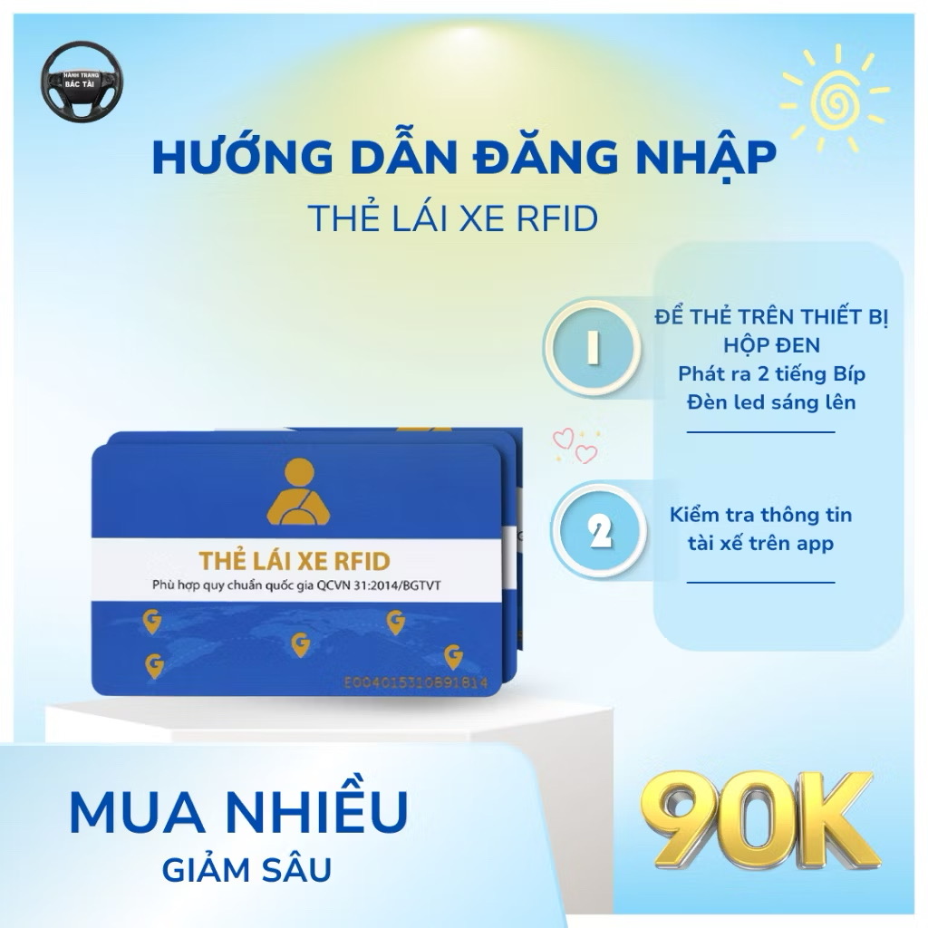 Thẻ lái xe đa năng RFID. Quẹt được tất cả hãng hộp đen. Có ghi thẻ lái xe cho tài xế