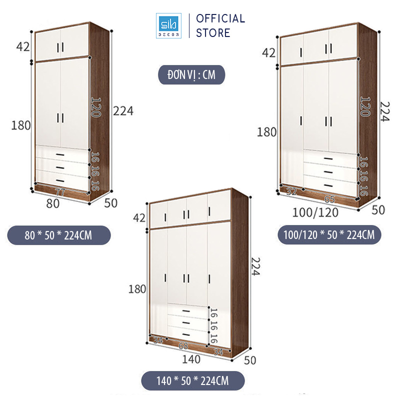 Tủ Quần Áo Hiện Đại Màu Trắng Phối Walnut Thương Hiệu SIB Decor TA10