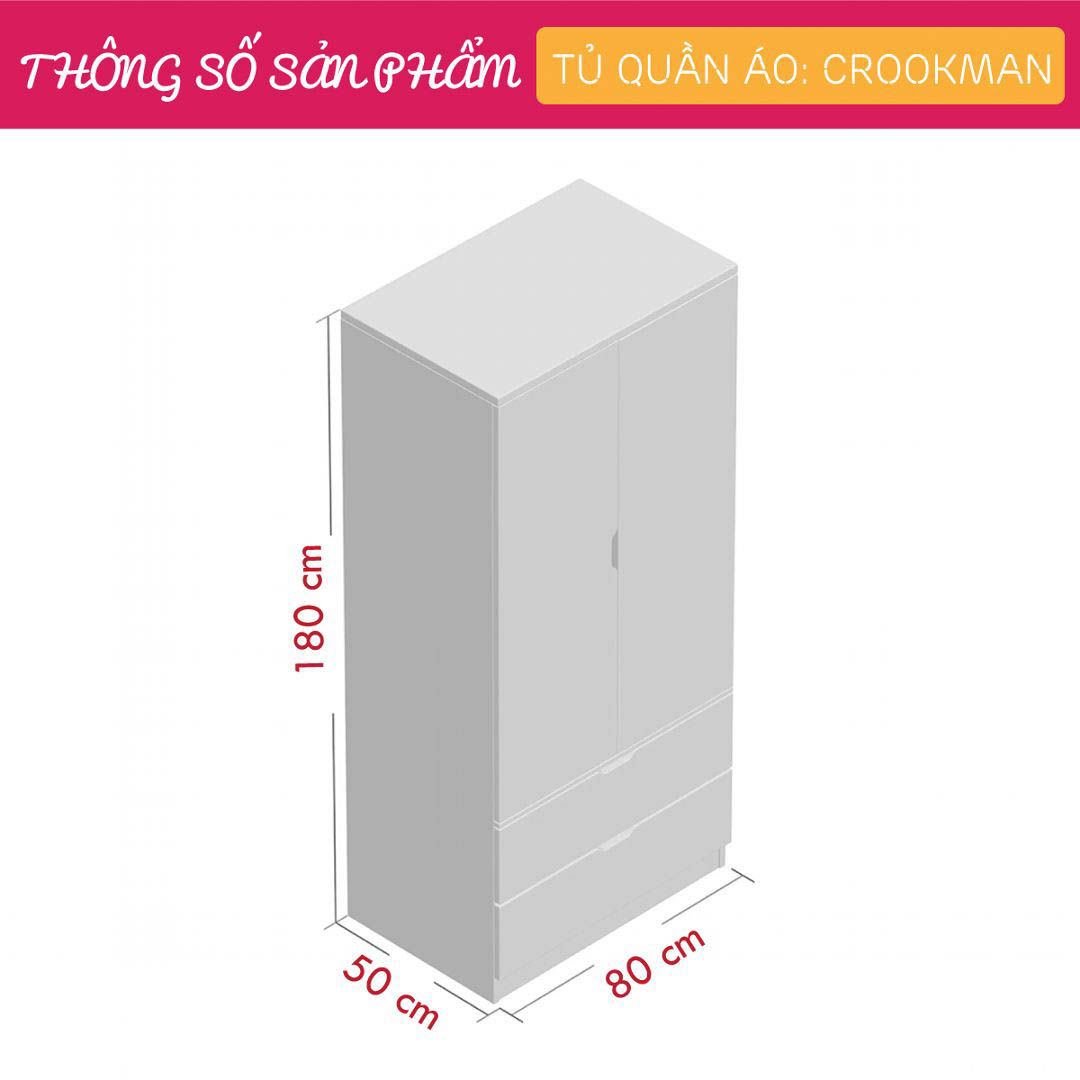 Tủ quần áo gỗ MDF cốt lõi xanh cao cấp SMLIFE Crookman