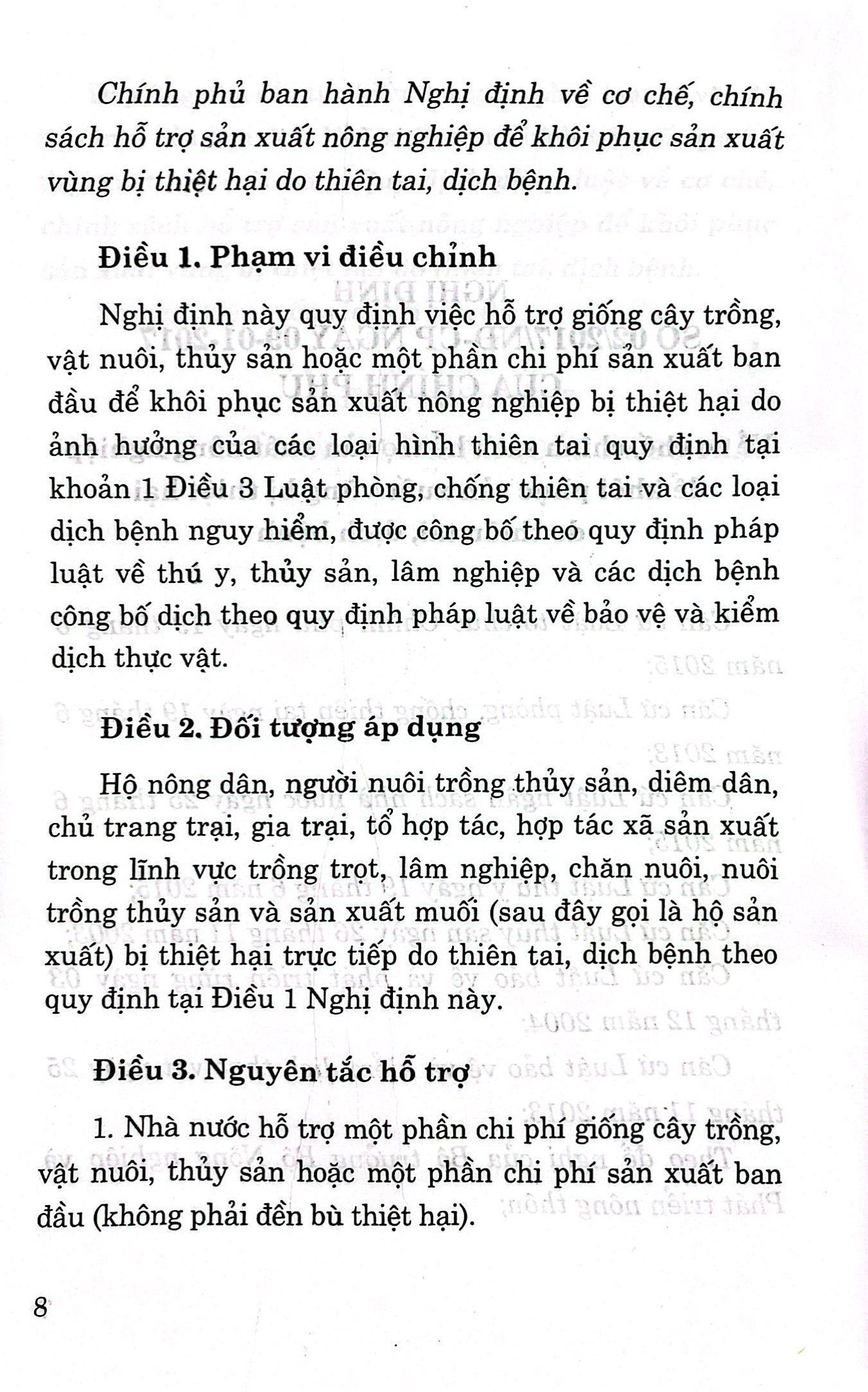 Quy Định Pháp Luật Về Cơ Chế, Chính Sách Hỗ Trợ Sản Xuất Nông Nghiệp Để Khôi Phục Sản Xuất Vùng Bị Thiệt Hại Do Thiên Tai, Dịch Bệnh