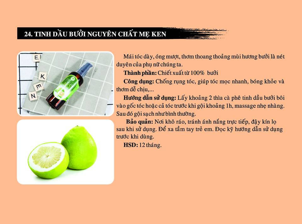 TINH DẦU BƯỞI NGUYÊN CHẤT MẸ KEN- (Kích thích mọc tóc, giảm rụng tóc, suôn mượt) 100ML
