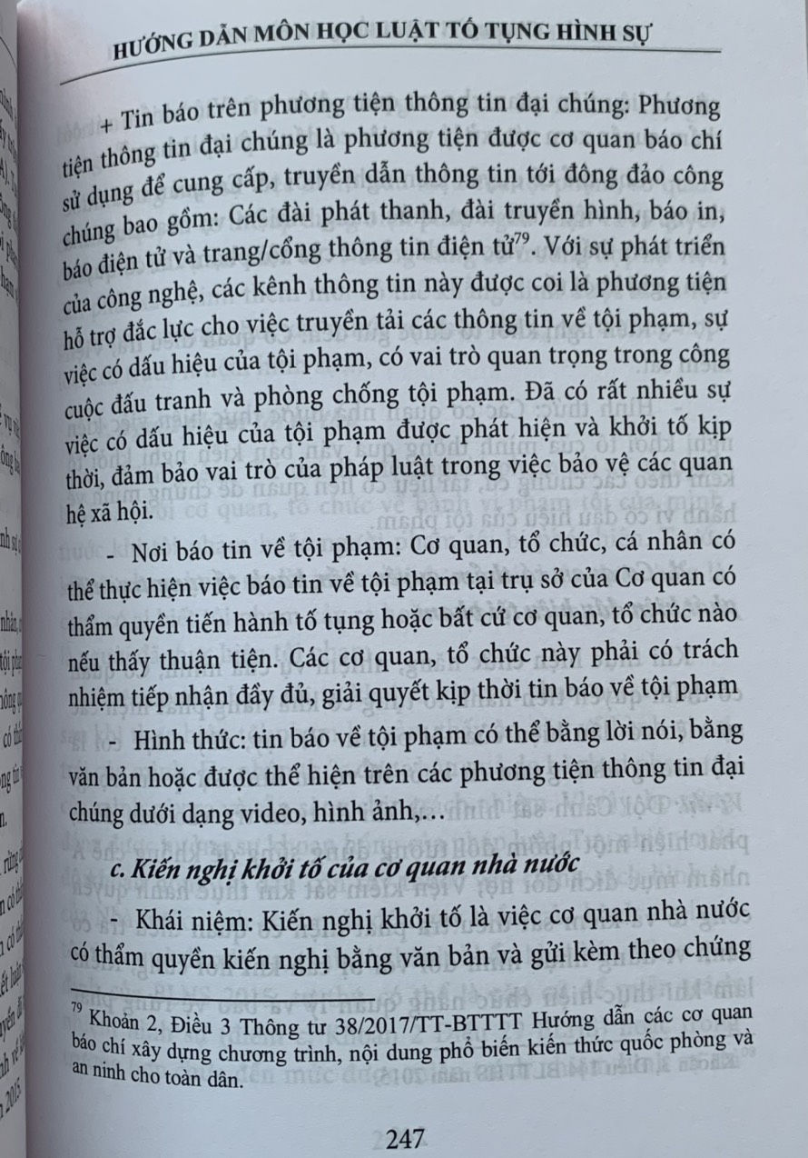 Hướng dẫn môn học Luật tố tụng hình sự