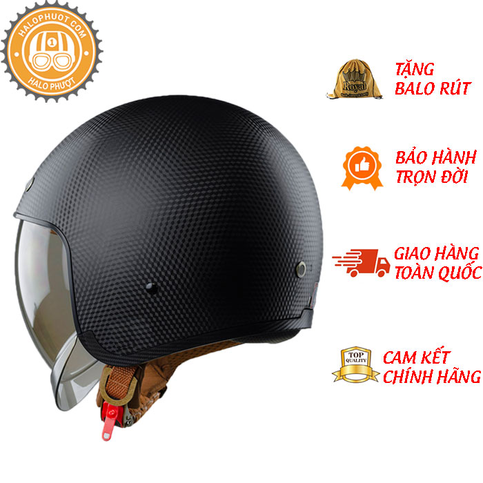 Nón bảo hiểm 3/4 ROYAL M139 có kính âm VÂN CARBON