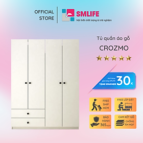 Tủ quần áo gỗ kiểu nhất tự lưu trữ đồ đa dạng SMLIFE Crozmo
