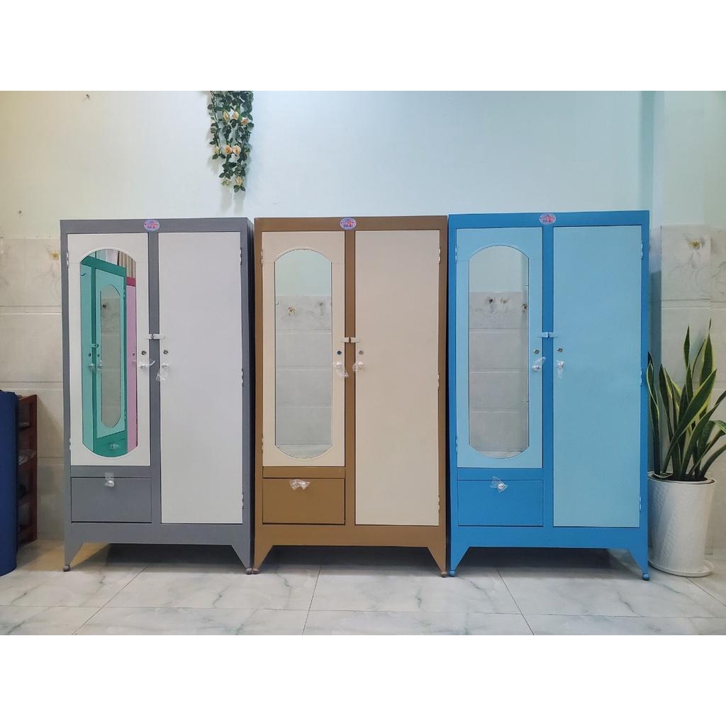 Tủ sắt quần áo cao 1m6 ngang 90cm xám - TSDT13