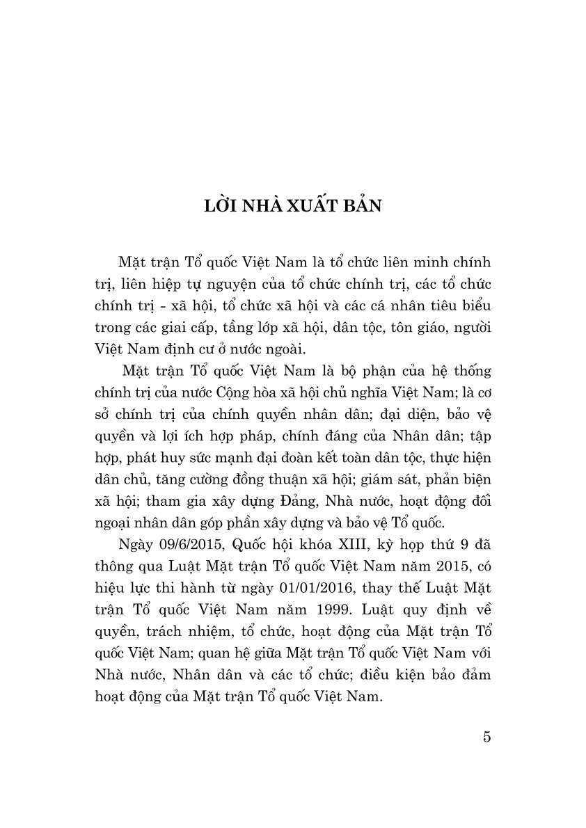 Luật mặt trận tổ quốc Việt Nam năm 2015 (sửa đổi, bổ sung năm 2025)