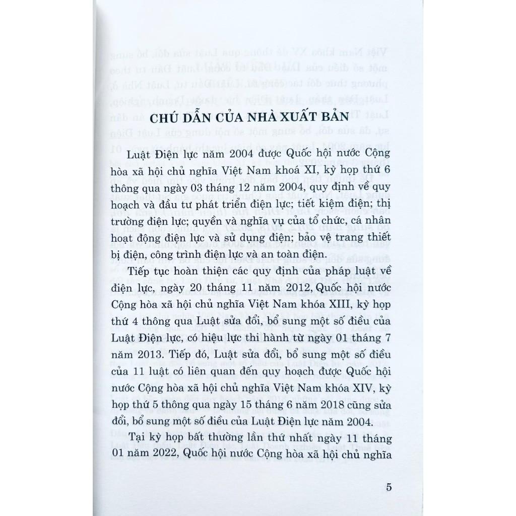 Sách - Luật Điện Lực (Hiện Hành) (Sửa Đổi, Bổ Sung Năm 2012, 2018, 2022) - NXB Chính Trị Quốc Gia