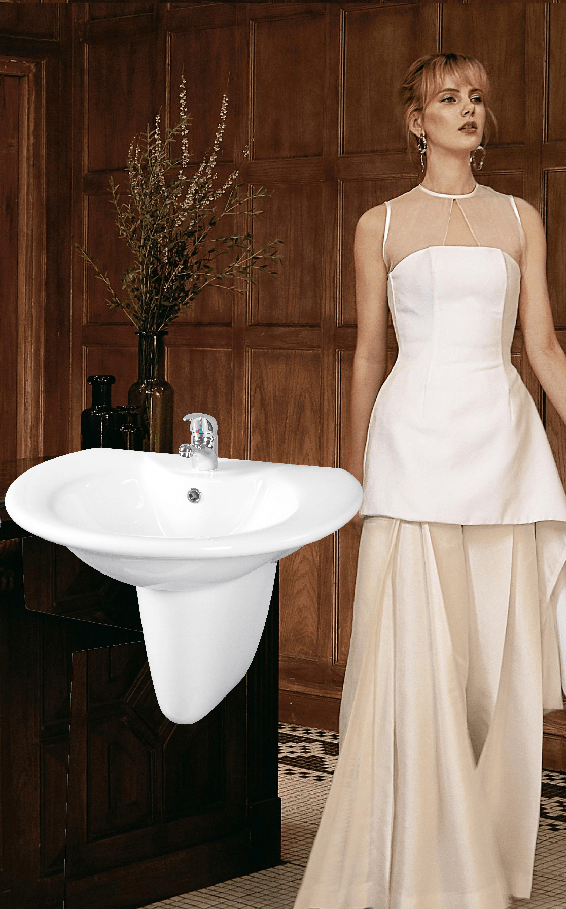 LAVABO KÈM BỆ ĐỠ CAO CẤP MÃ S-4385-4396