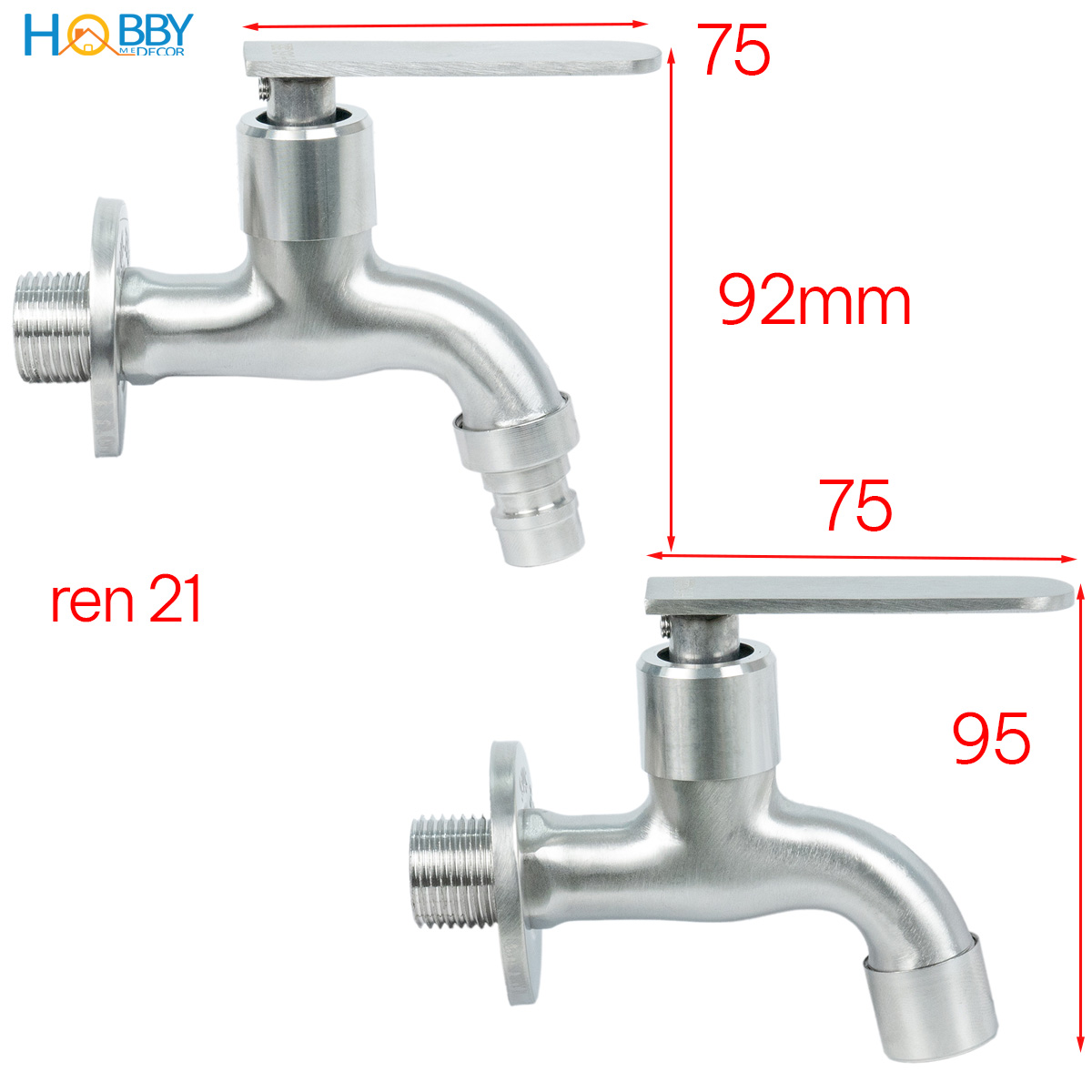 Vòi xả hồ cấp nước máy giặt xả rửa sàn inox 304 Hobby home decor VIN2