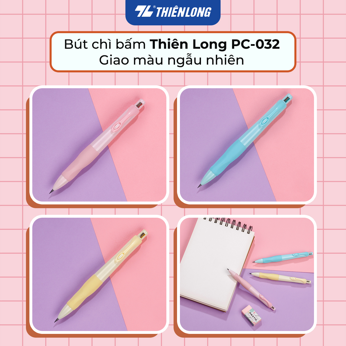 Bút chì bấm Thiên Long PC-032 - Tích hợp chuốt chì trên thân bút - Màu thân ngẫu nhiên