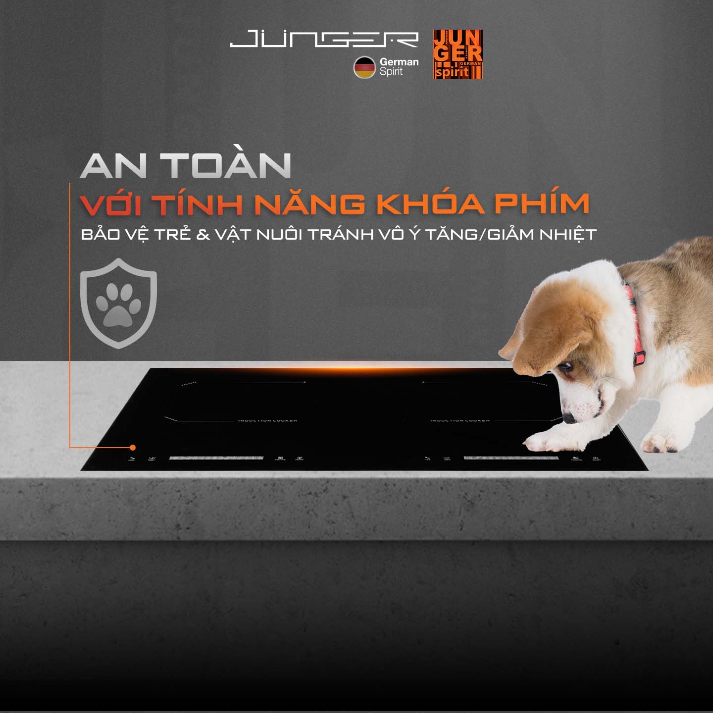Bếp từ đôi Junger CEJ-202-II 4000W Tích hợp khóa phím an toàn Hàng Chính Hãng Bảo Hành 36 Tháng