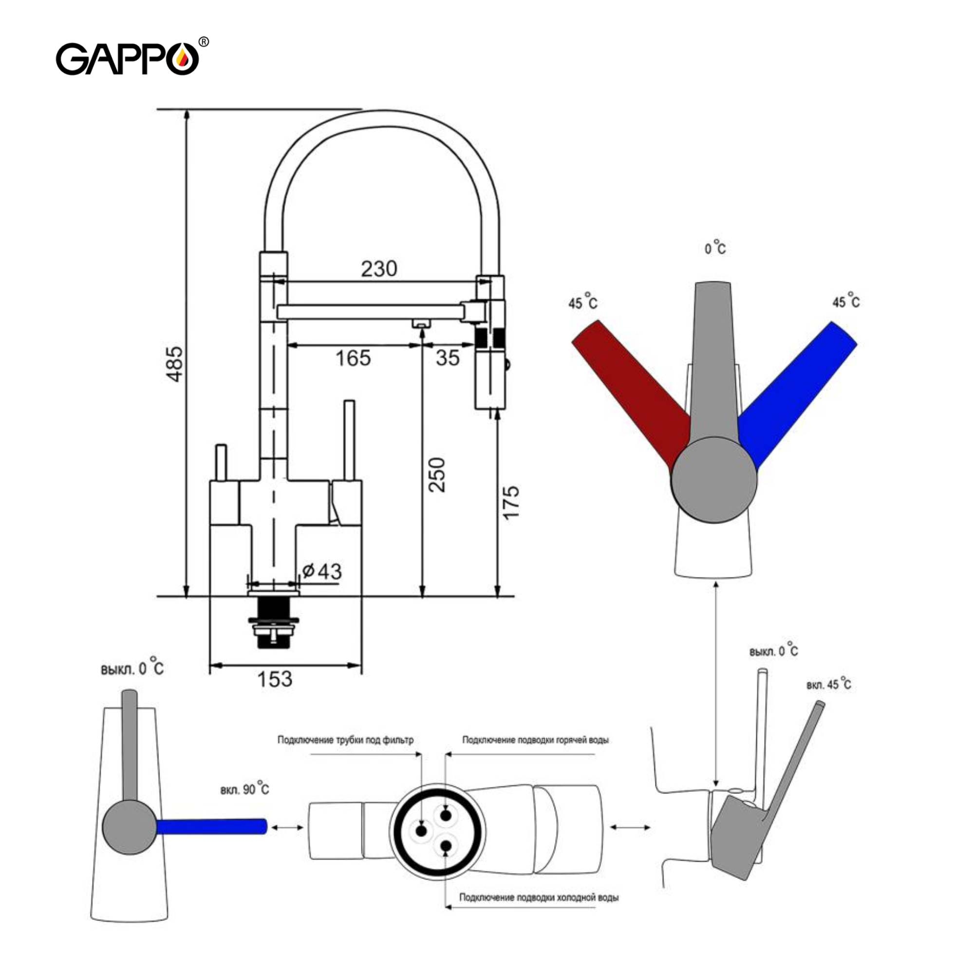 VÒI BẾP CAO CẤP TÍCH HỢP RO NHẬP KHẨU NGA GAPPO MÀU PVD G4397-89 - HÀNG CHÍNH HÃNG