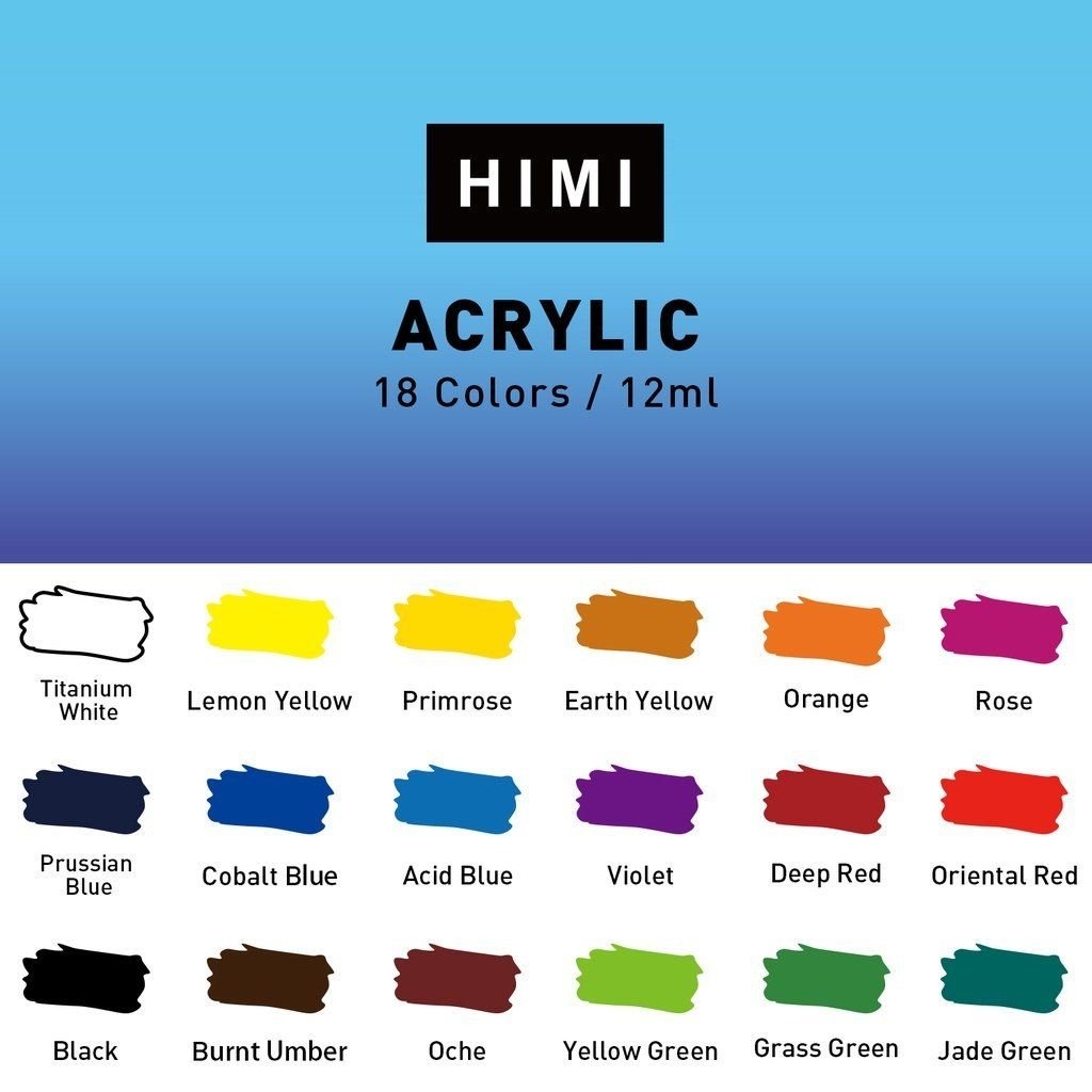 Màu Acrylic Miya Himi Set 12/18/24 màu dạng tuýp 12ml