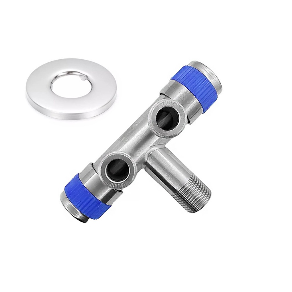 Van, vòi nước lạnh Inox đa năng - 2 van đóng mở riêng biệt, 1 đầu nguồn - 2 vòi nước