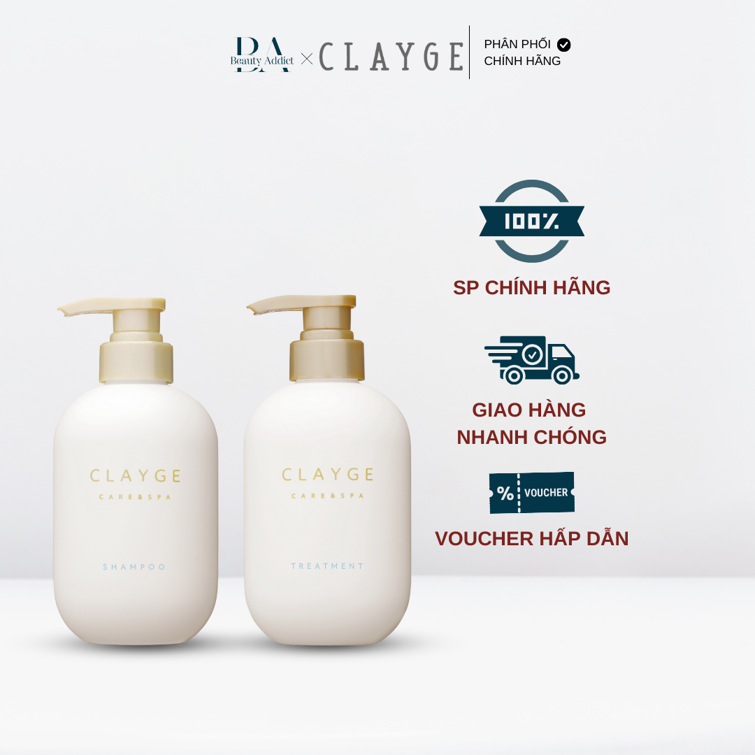 Dầu gội và dầu xả CLAYGE SR - chiết xuất đất sét làm sạch và dưỡng ẩm