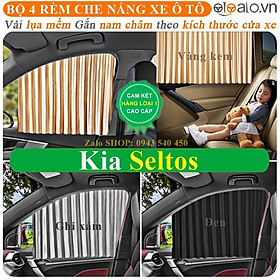 Rèm vải che chắn nắng xe ô tô Kia Seltos Cao Cấp gắn nam châm keo 3M