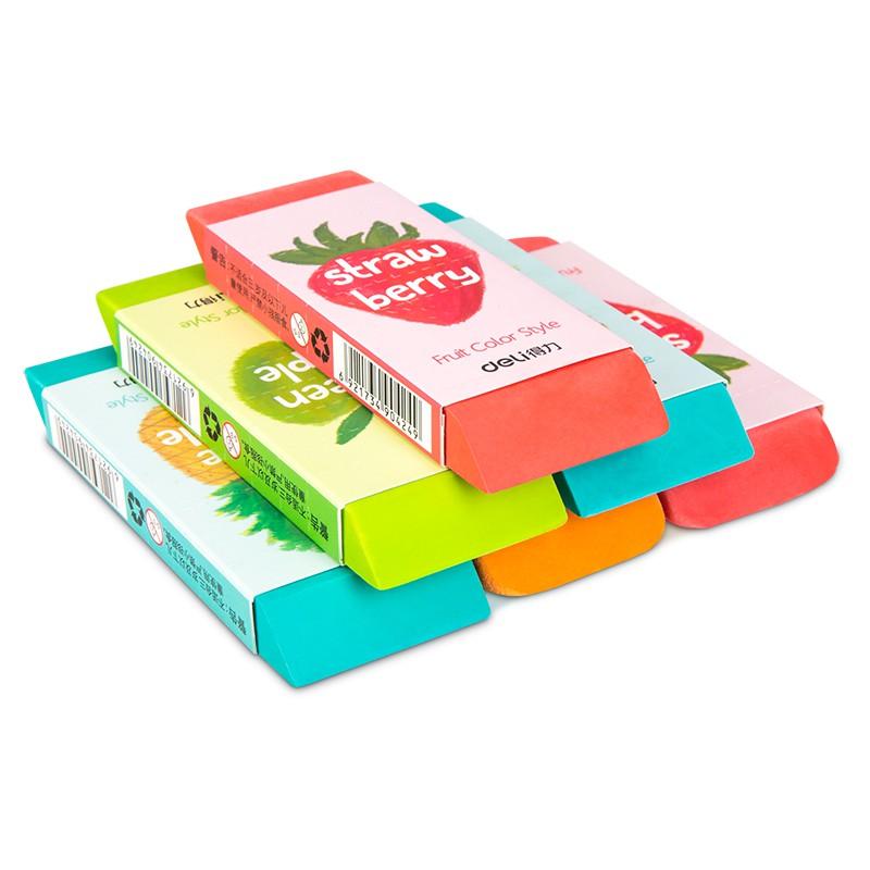 Gôm Tẩy Deli Hình Vẽ Hoa Quả Đỏ/ Xanh lá/ Vàng/ Xanh ngọc - Tẩy Bút Chì Sạch Đẹp - 71050