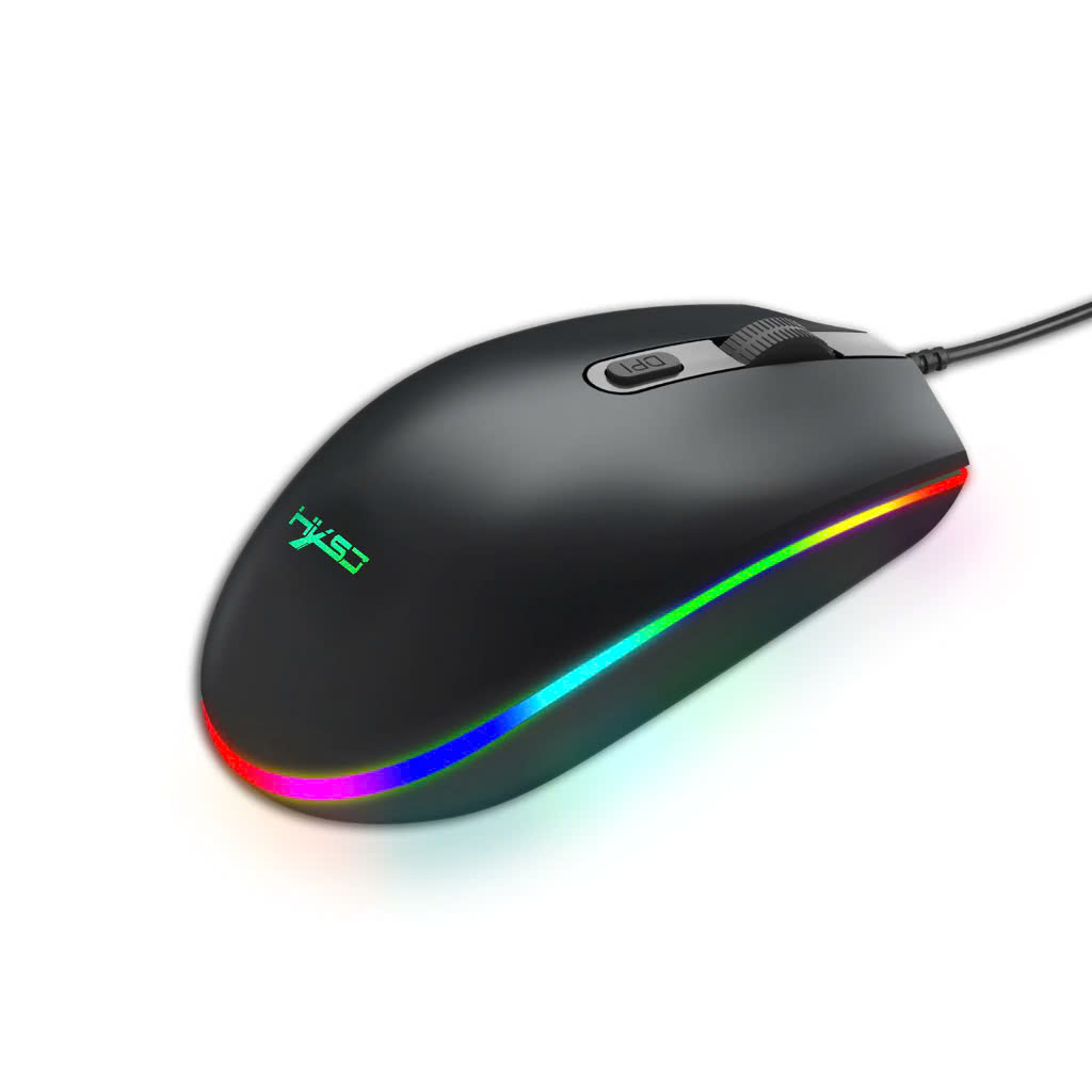 Chuột led cho máy tính Chuột có dây giá Tốt, đèn RGB 1600 DPI Đen, hoạ tiết bắt mắt Dây Dài 1m4 Thiết Kế Ôm Tay Thuận Cả 2 Tay Văn Phòng USB Cho Máy Tính Laptop Tivi - Hàng Nhập Khẩu