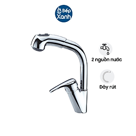 Vòi rửa chén Malloca K140 có dây rút - Hai nguồn nước