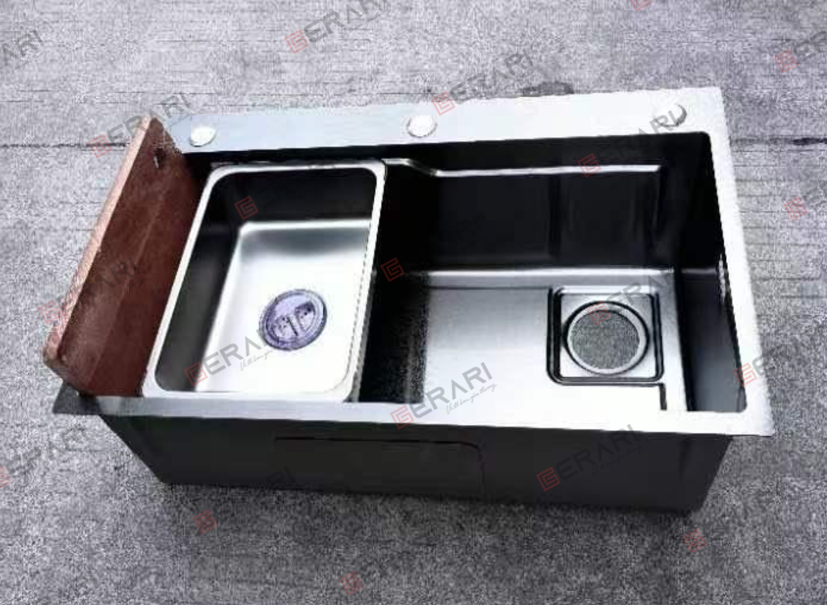 Chậu rửa 1 hố Nano ghi cao cấp kèm chậu nhỏ bên trong mã GC.7545B thương hiệu Gerari