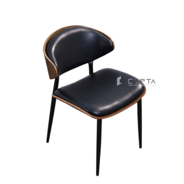 Ghế phòng ăn nệm nâu Cafe ECO 41A-P Nội thất Capta Ghế ăn cao cấp khung gỗ Polywood có bọc nệm simili chân ghế sắt sơn tĩnh điện màu đen