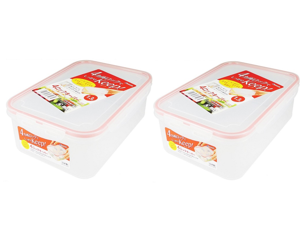 Combo 02 hộp thực phẩm chữ nhật inomata 1300ml hàng nội địa Nhật Bản
