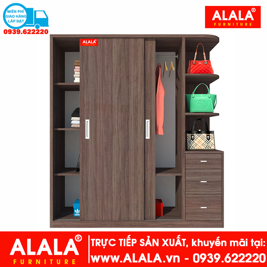 Tủ quần áo ALALA268 gỗ HMR chống nước - www.ALALA.vn - 0939.622220