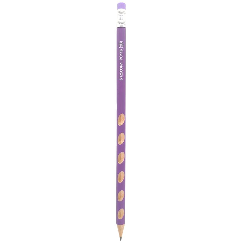 Bút Chì Gỗ Định Vị Có Tẩy Graphite 2B - Stacom PC116P-2B (Màu Thân Bút Giao Ngẫu Nhiên)