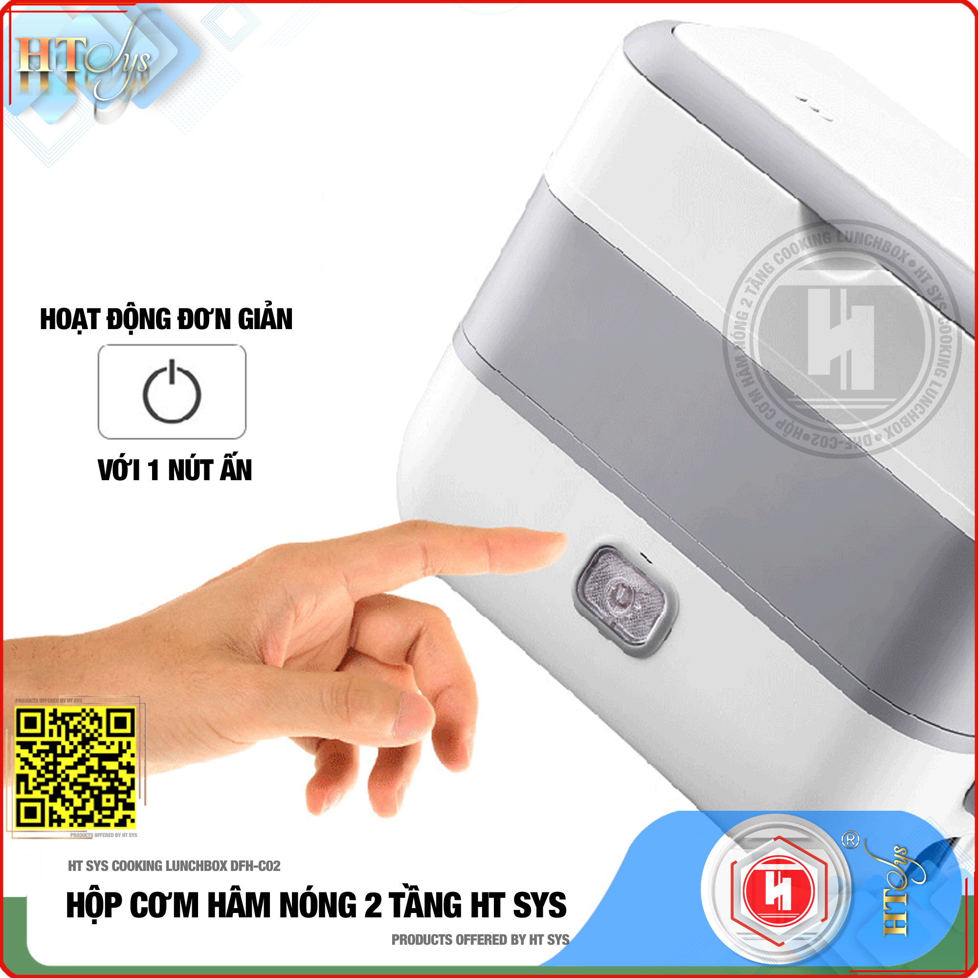 Hộp Cơm Hâm Nóng Cắm Điện HT SYS - COOKING LUNCHBOX DFH C02 - Hộp Cơm Cắm Điện Có Thể Nấu Chín Và Hâm Nóng Thức Ăn - 2 lít,4 Ngăn - Ruột Bằng Inox SUS304 Cao Cấp - Hàng Nhập Khẩu