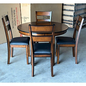 Bộ bàn ăn tròn + 4 ghế SM31CT Tundo KT ( Ngang 107 x Sâu 107 x Cao 76 )cm