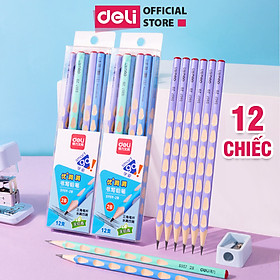 Bút Chì Gỗ Định Vị 2B Deli - Hộp 12 Dễ Cầm Điều Chỉnh Tư Thế Viết Học Sinh Luyện Chữ Vẽ Phác Thảo Văn Phòng An Toàn