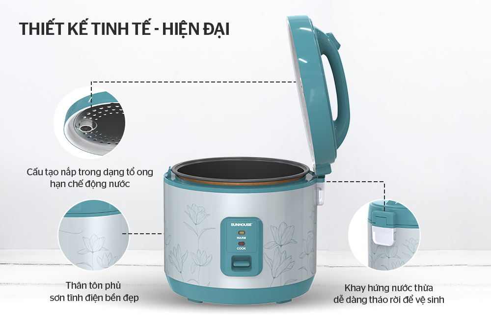 Nồi Cơm Điện 1.8L Sunhouse SHD8605 - Hàng Chính Hãng