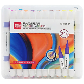 Hộp 24 Bút Màu Acrylic 2 Đầu - Deli HM924