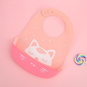 Yếm ăn dặm silicon Unmei cho bé cao cấp, có máng chống thấm, hình thú siêu cute tiện dụng