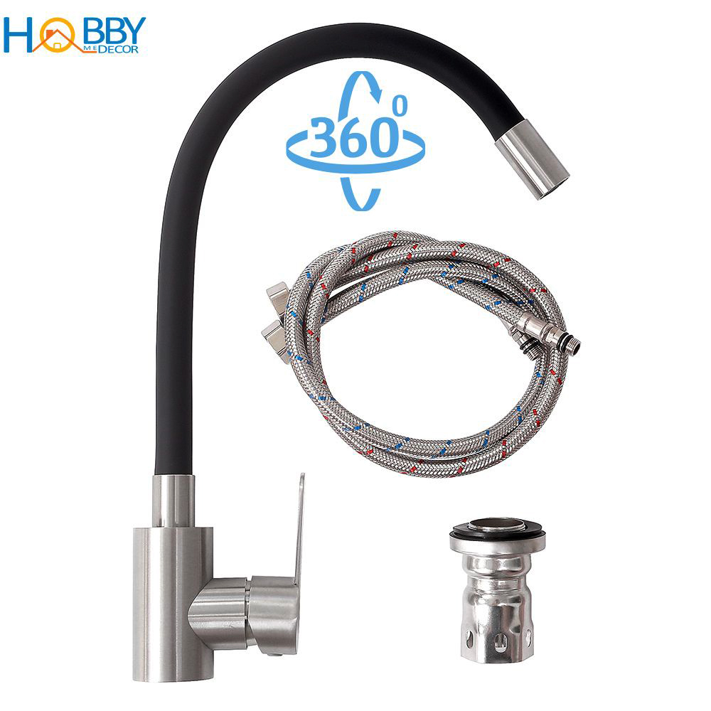 Vòi rửa chén bát nóng lạnh xoay 360 độ inox 304 Hobby home decor VTM1