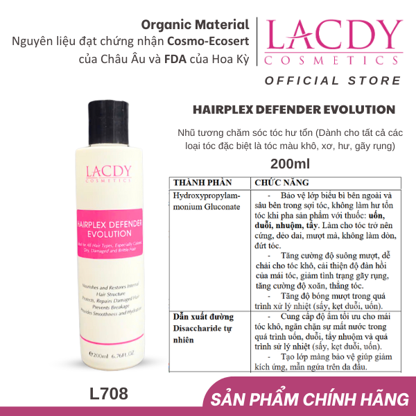 Nhũ tương chăm sóc tóc hư tổn Lacdy (Dành cho tất cả các loại tóc đặc biệt là tóc màu khô, xơ, hư, gãy rụng) L708 200ml