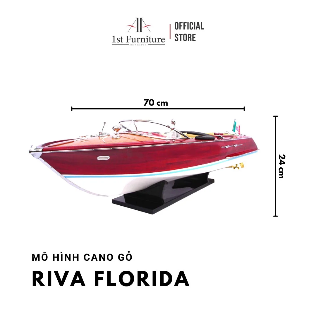 Mô hình cano RIVA AQUARAMA cao cấp, mô hình thuyền gỗ tự nhiên sang trọng lắp ráp sẵn 1st FURNITURE