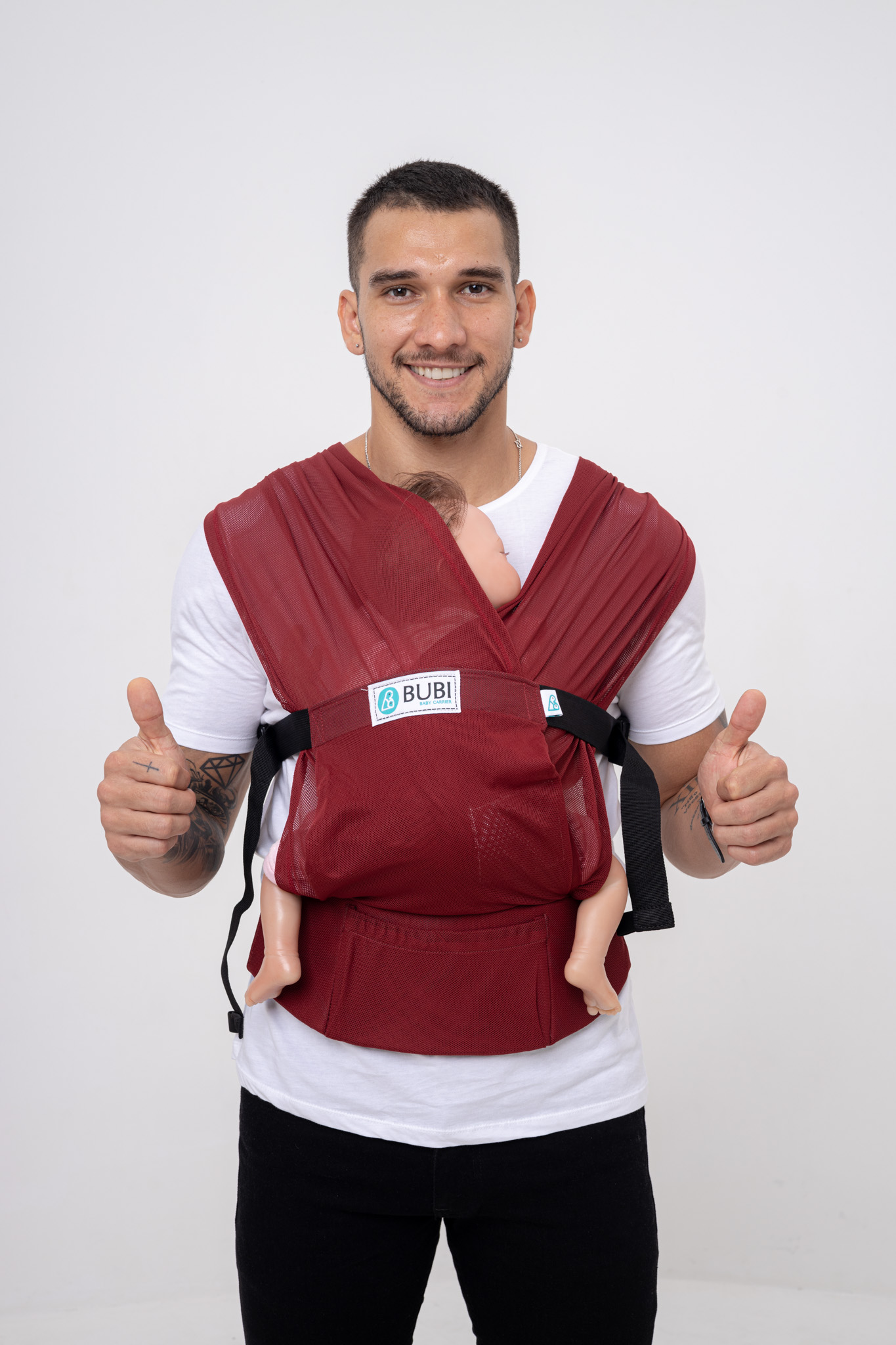 Địu vải BUBI Gen 3 - 100% LƯỚI - ĐỎ ĐÔ