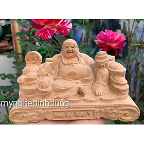 Tượng điêu khắc phật di lặc bằng gỗ ngọc am thơm nức kt 15×9×9cm 