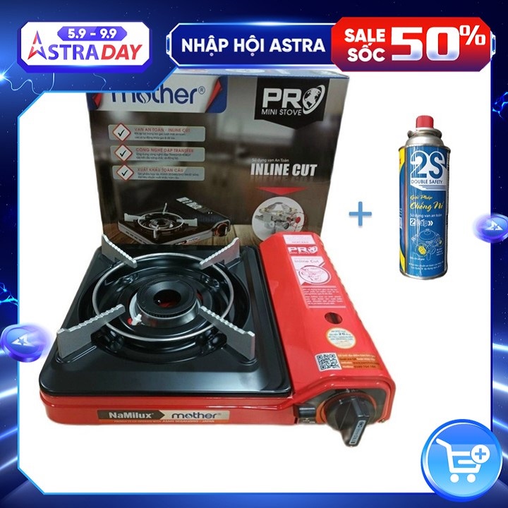 Bếp Gas Mini Namilux Pro Mother Na - PL 2111 PF + Lon gas { Giao màu ngẫu nhiên }- Hàng Chính Hãng
