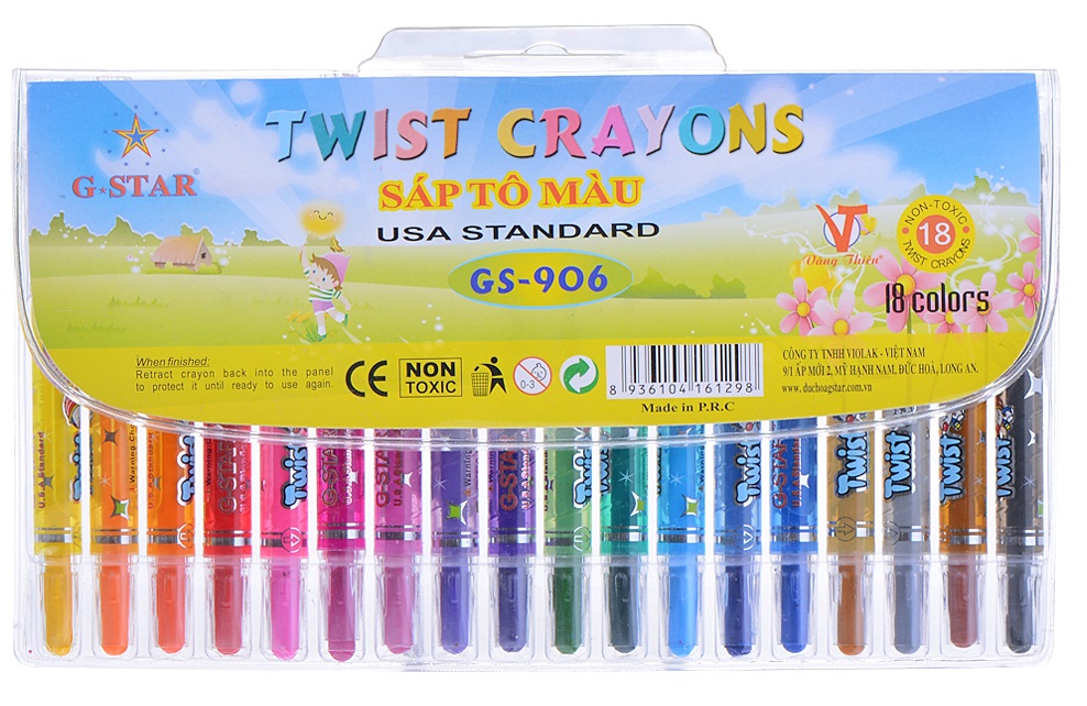 Bút Sáp Vặn Ngắn HQ G-Star 906-18 - Giao Mẫu Ngẫu Nhiên