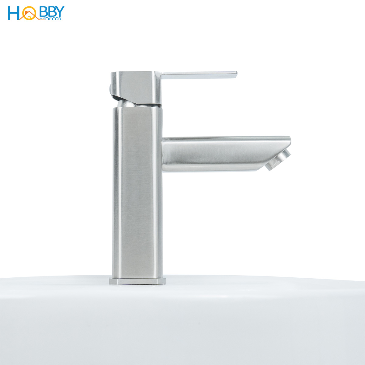 Vòi chậu rửa mặt nóng lạnh thân vuông inox 304 Hobby home decor VRM12