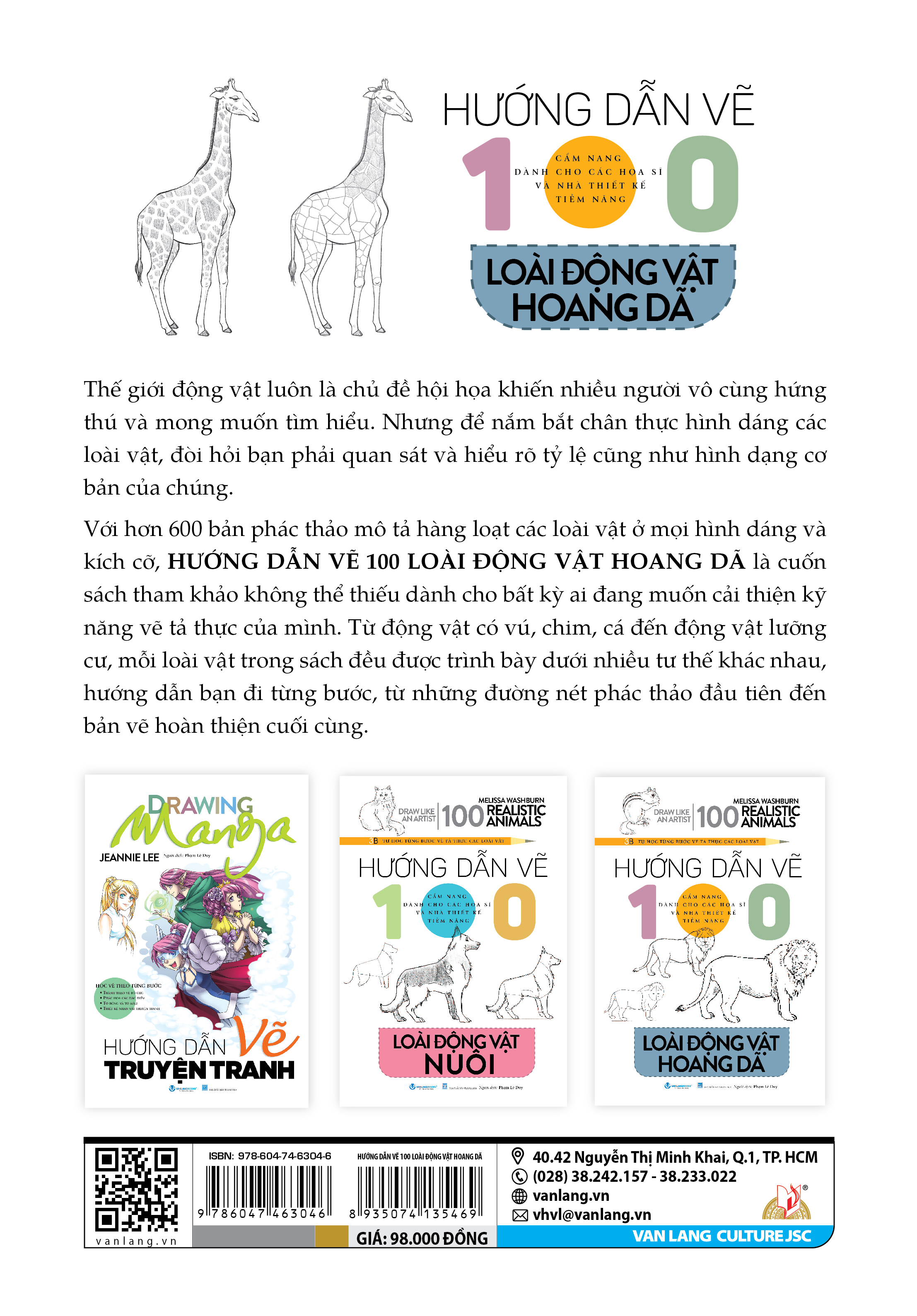 Hướng Dẫn Vẽ 100 Loài Động Vật Hoang Dã - Drawing Like An Artist - 100 Realistics Animals - Vanlangbooks