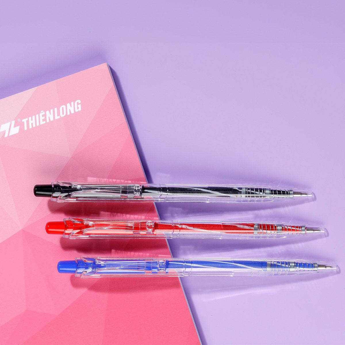 Combo 5/10/20 Bút bi Thiên Long FO-03 ngòi 0.5mm mực xanh đỏ đen cấu tạo 3 cạnh dễ cầm mực không độc hại tiêu chuẩn quốc tế