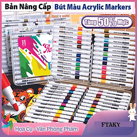 Bút Màu Acrylic Marker 60 màu Vẽ Trên Mọi Chất Liệu Vẽ Chồng Màu, Màu Sắc Tươi Sáng