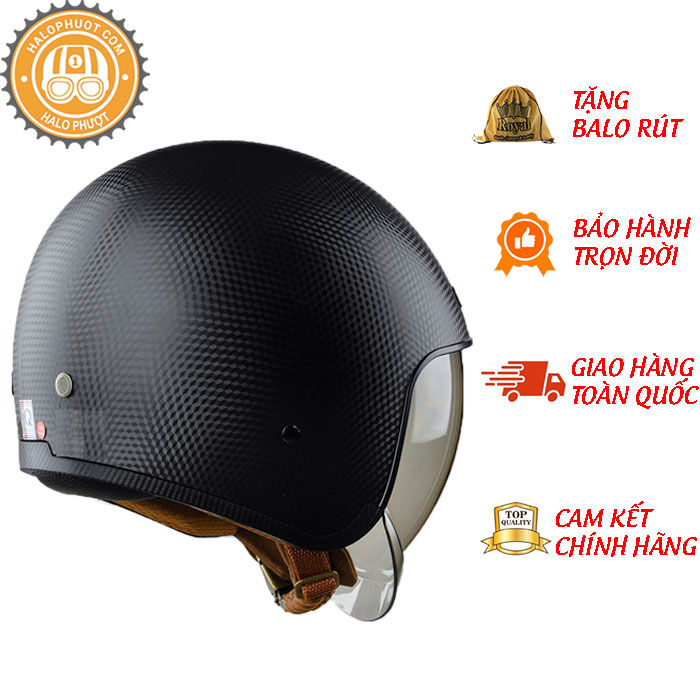 Nón bảo hiểm 3/4 ROYAL M139 có kính âm VÂN CARBON