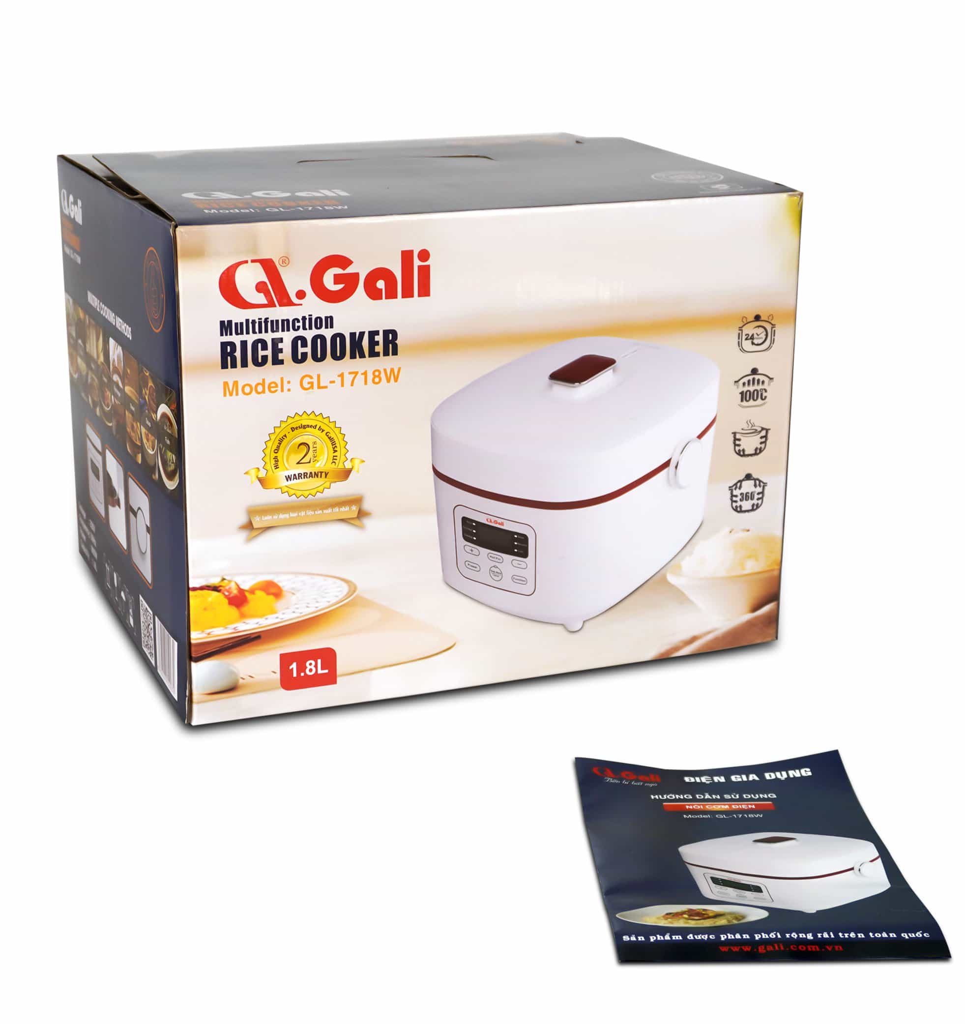 Nồi Cơm Điện Gali GL-1718W Dung tích 1,8L, đa chức năng nấu: Lẩu, Cháo, Soup,... Lòng nồi dày giữ nhiệt tốt. Hàng chính hãng chất lượng cao, bảo hành 24 tháng