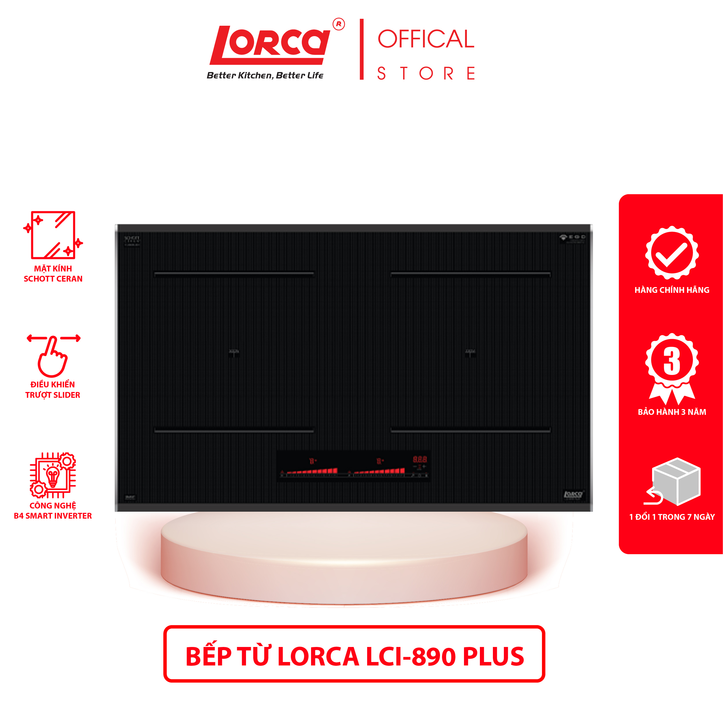 Bếp Từ Đôi LORCA LCI 890 PLUS - Hàng Nhập Khẩu Từ Đức Chính Hãng Cao Cấp, Công Nghệ E.G.O Hiện Đại và Tiết Kiệm Năng Lượng
