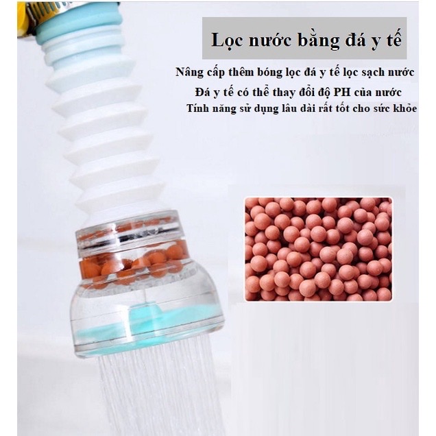 Vòi tăng áp suất có thể xoay 360 độ cho bồn rửa chén , thiết kế dạng vòi sen dùng để điều chỉnh dòng nước ở bồn rửa , có than hoạt tính phù hợp với tất cả các vòi